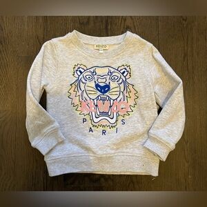 Kenzo Kids Light Gray Sweatshirt with Colorful Tiger